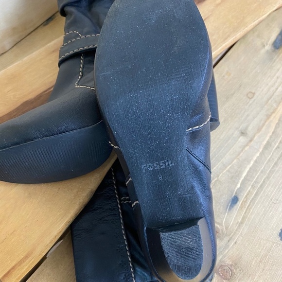 Fossil Womens Fold Over Harness Boots Mid Calf Leather Black Size 9 - Picture 11 of 11
